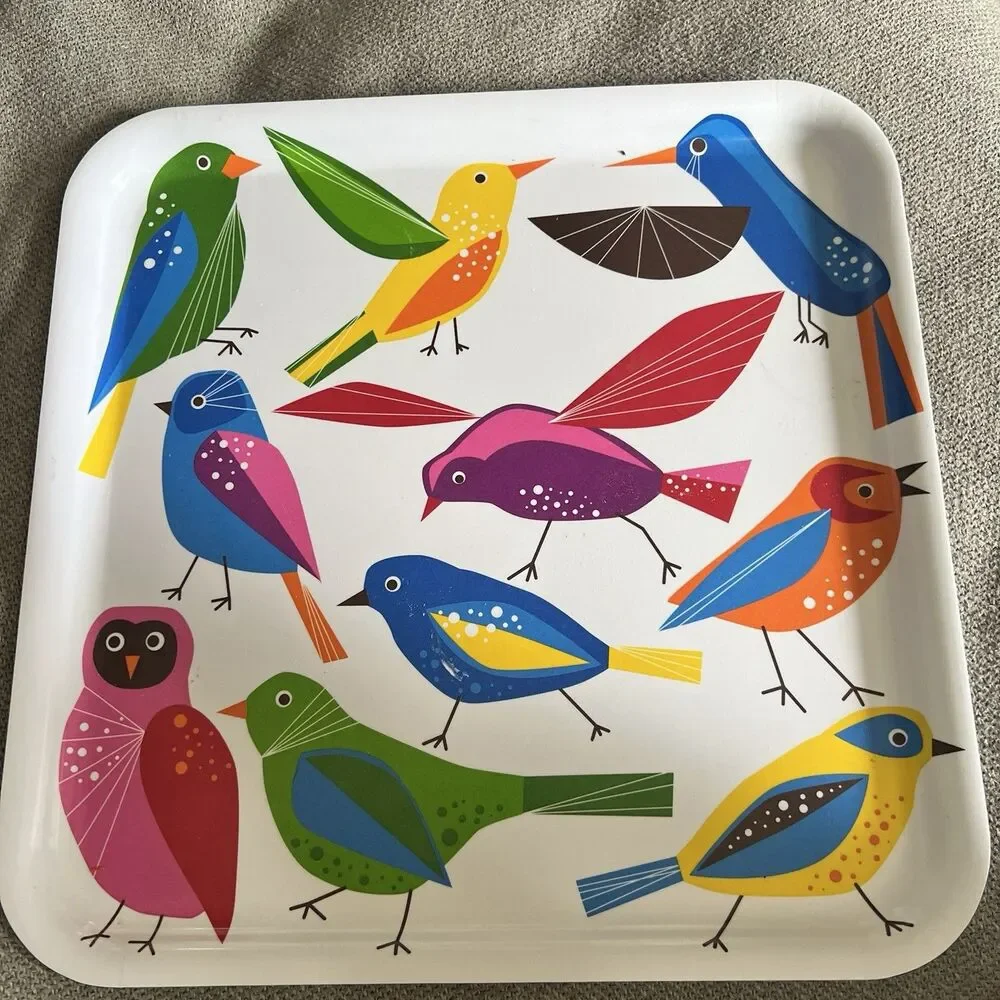 Vintage Bird Tray Retro IKEA barbar Food Drink Hummingbird Owl Melamine 13